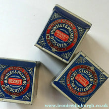 Load image into Gallery viewer, Vintage 1930s MINIATURE or SAMPLE Tin for Huntley and Palmer Biscuits. Blue Colour
