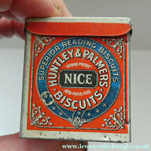 Load image into Gallery viewer, Vintage 1930s MINIATURE or SAMPLE Tin for Huntley and Palmer Biscuits. Red Colour

