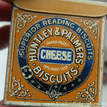 Load image into Gallery viewer, Vintage 1930s MINIATURE or SAMPLE Tin for Huntley and Palmer Biscuits. Yellow Colour

