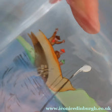 Load image into Gallery viewer, 1930s NOVELTY Golfing Glass Decanter. Decorated with Hand-Painted Comical Golfing Illustration - and with Fabulous Scotsman's Head Stopper
