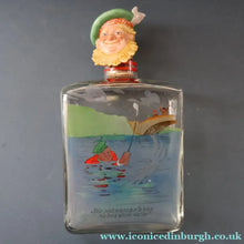 Load image into Gallery viewer, 1930s NOVELTY Golfing Glass Decanter. Decorated with Hand-Painted Comical Golfing Illustration - and with Fabulous Scotsman's Head Stopper
