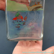 Load image into Gallery viewer, 1930s NOVELTY Golfing Glass Decanter. Decorated with Hand-Painted Comical Golfing Illustration - and with Fabulous Scotsman's Head Stopper
