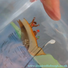 Load image into Gallery viewer, 1930s NOVELTY Golfing Glass Decanter. Decorated with Hand-Painted Comical Golfing Illustration - and with Fabulous Scotsman's Head Stopper

