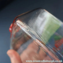 Load image into Gallery viewer, 1930s NOVELTY Golfing Glass Decanter. Decorated with Hand-Painted Comical Golfing Illustration - and with Fabulous Scotsman's Head Stopper
