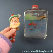 Load image into Gallery viewer, 1930s NOVELTY Golfing Glass Decanter. Decorated with Hand-Painted Comical Golfing Illustration - and with Fabulous Scotsman's Head Stopper
