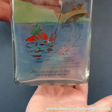 Load image into Gallery viewer, 1930s NOVELTY Golfing Glass Decanter. Decorated with Hand-Painted Comical Golfing Illustration - and with Fabulous Scotsman's Head Stopper

