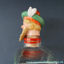 Load image into Gallery viewer, 1930s NOVELTY Golfing Glass Decanter. Decorated with Hand-Painted Comical Golfing Illustration - and with Fabulous Scotsman's Head Stopper
