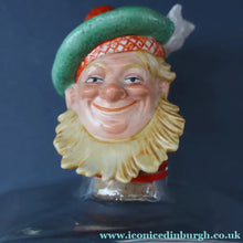 Load image into Gallery viewer, 1930s NOVELTY Golfing Glass Decanter. Decorated with Hand-Painted Comical Golfing Illustration - and with Fabulous Scotsman's Head Stopper
