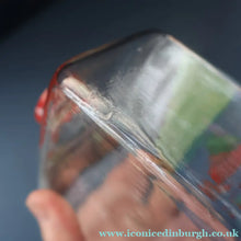 Load image into Gallery viewer, 1930s NOVELTY Golfing Glass Decanter. Decorated with Hand-Painted Comical Golfing Illustration - and with Fabulous Scotsman's Head Stopper
