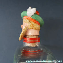 Load image into Gallery viewer, 1930s NOVELTY Golfing Glass Decanter. Decorated with Hand-Painted Comical Golfing Illustration - and with Fabulous Scotsman's Head Stopper
