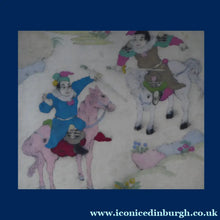 Load image into Gallery viewer, 1930s ORIGINAL DRYPOINT Etching / Woodblock Print by Elyse Ashe Lord (British, 1900–1971). Chinese Warriors on Horseback. Pencil Signed
