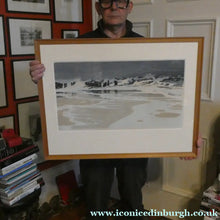 Load image into Gallery viewer, 1930s Original German COLOUR WOODCUT Entitled "Breakers" by Oscar Droege. Pencil Signed. FRAMED

