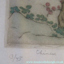Load image into Gallery viewer, 1930s Hand Coloured Etching by Elyse Lord. Chinese Warriors on Horseback
