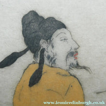 Load image into Gallery viewer, 1930s Hand Coloured Etching by Elyse Lord. Chinese Warriors on Horseback

