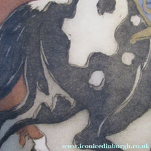 Load image into Gallery viewer, 1930s Hand Coloured Etching by Elyse Lord. Chinese Warriors on Horseback
