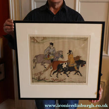 Load image into Gallery viewer, 1930s ORIGINAL Hand Coloured Drypoint by Elyse Ashe Lord. Chinese Warriors on Horseback. Pencil Signed
