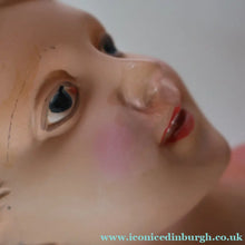 Load image into Gallery viewer, Vintage 1930s Plaster Figurine of a Kneeling Boy with Display Tray. Interesting Shop Window Display Item
