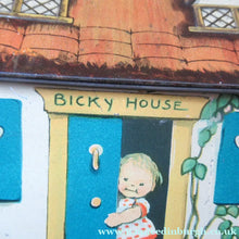 Load image into Gallery viewer, Rare 1930s MABEL LUCIE ATTWELL Kiddibics: Bicky House Biscuit Tin or Bank. Made for William Crawford
