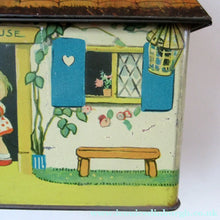 Load image into Gallery viewer, Rare 1930s MABEL LUCIE ATTWELL Kiddibics: Bicky House Biscuit Tin or Bank. Made for William Crawford
