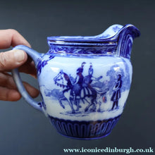 Load image into Gallery viewer, 1930s Royal Doulton Blue and White Jug Decorated with Images from the Eglinton Tournament - British Ceramics
