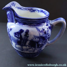 Load image into Gallery viewer, 1930s Royal Doulton Blue and White Jug Decorated with Images from the Eglinton Tournament - British Ceramics
