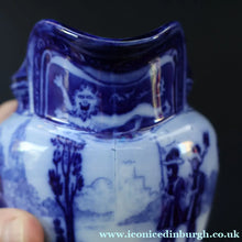 Load image into Gallery viewer, 1930s Royal Doulton Blue and White Jug Decorated with Images from the Eglinton Tournament - British Ceramics
