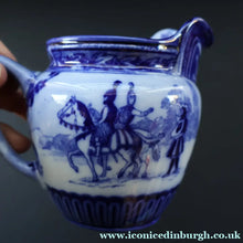 Load image into Gallery viewer, 1930s Royal Doulton Blue and White Jug Decorated with Images from the Eglinton Tournament - British Ceramics
