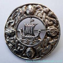 Load image into Gallery viewer, Vintage 1936 Edinburgh Hallmarked Celtic Brooch with Viking Ship. James Ness &amp; Son
