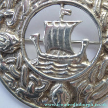 Load image into Gallery viewer, Vintage 1936 Edinburgh Hallmarked Celtic Brooch with Viking Ship. James Ness &amp; Son
