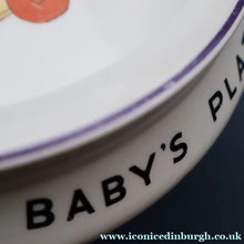 Load image into Gallery viewer, 1930s SHELLEY POTTERY Mabel Lucie Attwell Heavy Baby Plate. Gardening Image with Boo Boos in Wheelbarrow
