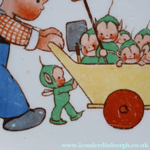 Load image into Gallery viewer, 1930s SHELLEY POTTERY Mabel Lucie Attwell Heavy Baby Plate. Gardening Image with Boo Boos in Wheelbarrow
