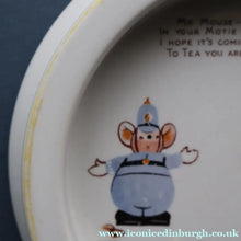 Load image into Gallery viewer, 1930s SHELLEY POTTERY Mabel Lucie Attwell Heavy Baby Plate. Motoring Image with Mouse Driving a Car
