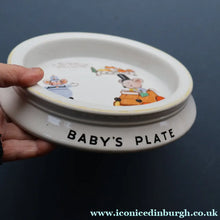 Load image into Gallery viewer, 1930s SHELLEY POTTERY Mabel Lucie Attwell Heavy Baby Plate. Motoring Image with Mouse Driving a Car
