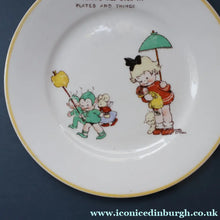 Load image into Gallery viewer, 1930s SHELLEY POTTERY Mabel Lucie Attwell Side Plate. Girls Playing with Boo Boos.  6 inches
