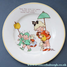 Load image into Gallery viewer, 1930s SHELLEY POTTERY Mabel Lucie Attwell Side Plate. Girls Playing with Boo Boos.  7 inches
