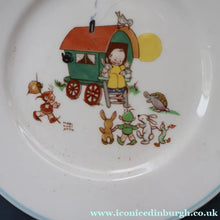 Load image into Gallery viewer, 1930s SHELLEY POTTERY Mabel Lucie Attwell Side Plate. Horse-Drawn Caravan Image.  6 inches

