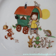 Load image into Gallery viewer, 1930s SHELLEY POTTERY Mabel Lucie Attwell Side Plate. Horse-Drawn Caravan Image.  6 inches

