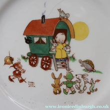 Load image into Gallery viewer, 1930s SHELLEY POTTERY Mabel Lucie Attwell Side Plate. Horse-Drawn Caravan Image.  6 inches

