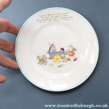 Load image into Gallery viewer, 1930s SHELLEY POTTERY Mabel Lucie Attwell Side Plate. Vintage Donkey Being Pushed by Boo Boos in a Wheelbarrow Image.  6 inches (Copy)
