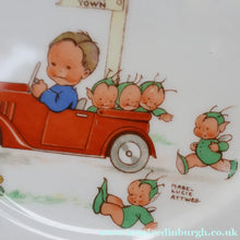 Load image into Gallery viewer, 1930s SHELLEY POTTERY Mabel Lucie Attwell Side Plate. Vintage Motoring Plus Five Boo Boos Image.  6 inches
