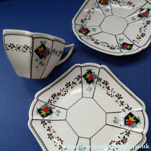 Load image into Gallery viewer, 1930s Shelley TRIO QUEEN ANNE Shape. Beautiful Art Deco with Fruits and Diamonds Pattern
