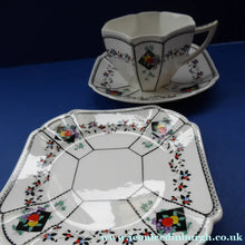Load image into Gallery viewer, 1930s Shelley TRIO QUEEN ANNE Shape. Beautiful Art Deco with Fruits and Diamonds Pattern
