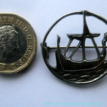 Load image into Gallery viewer, Vintage 1930s SHIPTON &amp; Co. Brooch with Viking Ship Pattern. Chester Hallmark for 1936 Media 1 of 12
