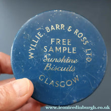 Load image into Gallery viewer, SCOTTISH HISTORY INTEREST. Rare 1950s Shirley Temple SAMPLE Biscuits Tin. Sunshine Biscuits, Glasgow
