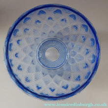 Load image into Gallery viewer, 1930s STEVENS AND WILLIAMS Glass Aquamarine Blue Threaded Vase With Golf Ball Pattern. 8 inches high
