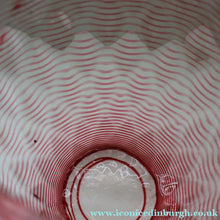 Load image into Gallery viewer, 1930s STEVENS AND WILLIAMS Glass Cerise Pink Threaded Vase With Golf Ball Pattern. 8 inches high
