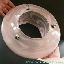 Load image into Gallery viewer, 1930s Art Deco Sugar Pink Swirls Geometric Glass Lamp Shade
