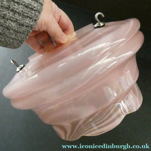 Load image into Gallery viewer, 1930s Art Deco Sugar Pink Swirls Geometric Glass Lamp Shade

