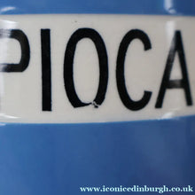 Load image into Gallery viewer, Rarer 1930s TG Green CORNISHWARE Tall Lidded Canister for TAPIOCA. 5 1/2 Inches in Height. Black Shield Mark

