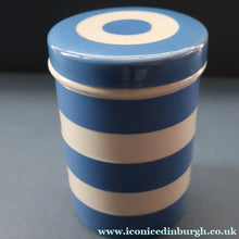 Load image into Gallery viewer, Rarer 1930s TG Green CORNISHWARE Tall Lidded Canister for TAPIOCA. 5 1/2 Inches in Height. Black Shield Mark

